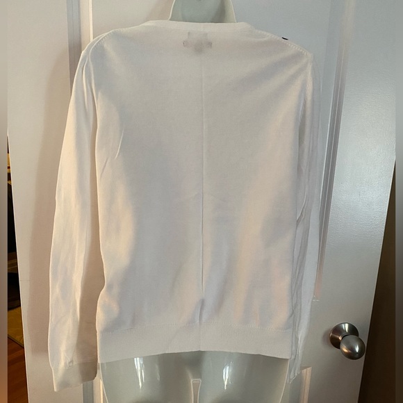 NEW Tommy Hilfiger White Floral Print Cardigan Sweater Size LARGE Pima Cotton - Picture 4 of 10
